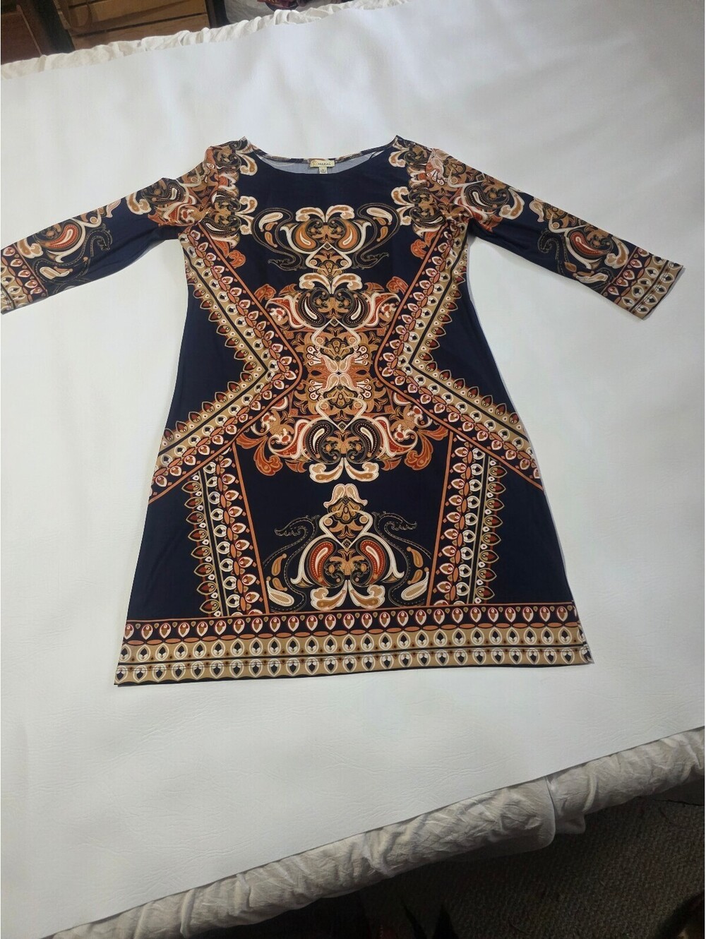 Haani Navy Paisley Print Shift Dress